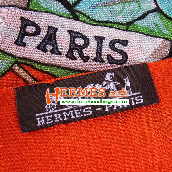 Hermes Cashmere Square Scarf Orange HECASS 140 x 140 - Click Image to Close